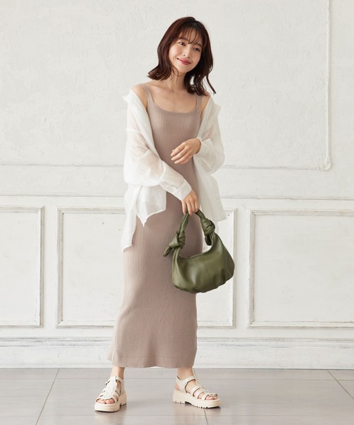 KOBE LETTUCE（コウベレタス）の「スクエアネックリブニットワンピース（ワンピース・レディース・ブラック/ベージュ/ブラウン・FREE）」の8枚目の写真