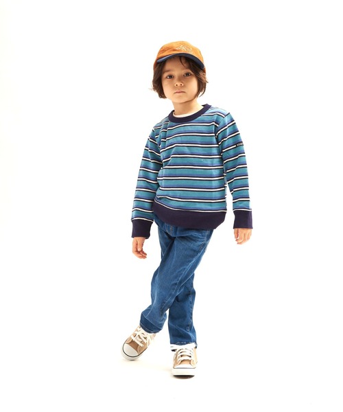 RUGGEDWORKS（ラゲッドワークス）の「先染めレトロボーダートレーナー（スウェット・キッズ・ネイビー/オレンジ・130/90/100/120/140/110/150）」の10枚目の写真