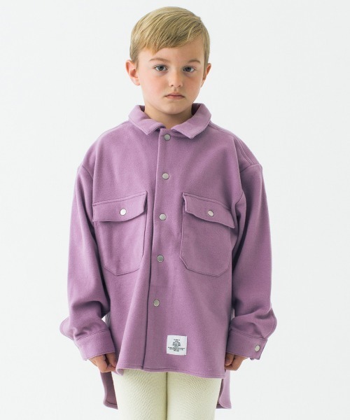 Smoothy(スムージー)の「Smoothy Big Shirts Jacket / スムージー ビッグシャツジャケット(ブルゾン・キッズ・サックスブルー/カーキ/パープル・M/L/XL)」の3枚目の写真