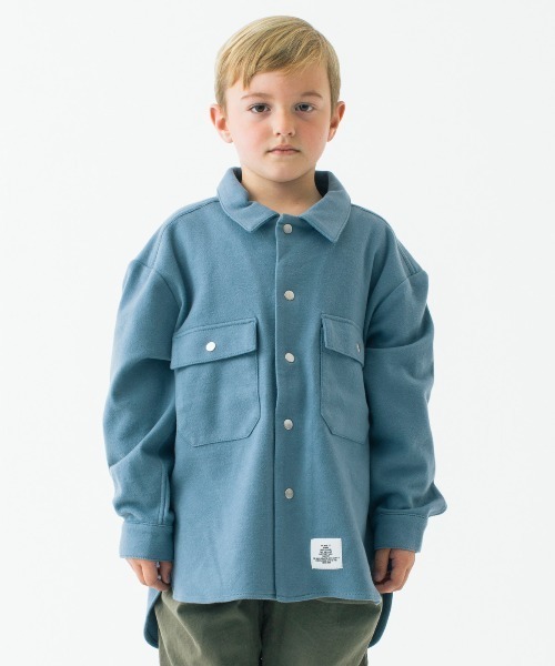 Smoothy(スムージー)の「Smoothy Big Shirts Jacket / スムージー ビッグシャツジャケット(ブルゾン・キッズ・サックスブルー/カーキ/パープル・M/L/XL)」の2枚目の写真