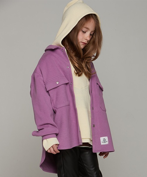 Smoothy(スムージー)の「Smoothy Big Shirts Jacket / スムージー ビッグシャツジャケット(ブルゾン・キッズ・サックスブルー/カーキ/パープル・M/L/XL)」の4枚目の写真
