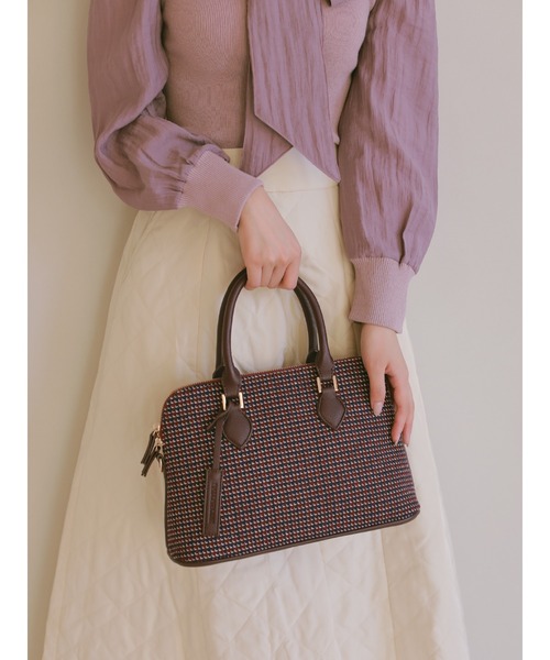 HALUHIROINE（ハルヒロイン）の「ツイードミニボストンバッグ（ボストンバッグ・レディース・ブラック/ボルドー・FREE）」の14枚目の写真