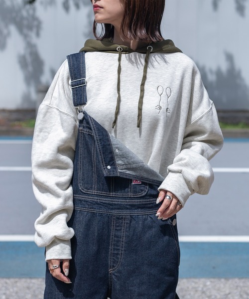 PairPair（ペアペア）の「裏起毛配色フーディー(ユニセックス)（パーカー・レディース・オートミール/ブラウン/グレイッシュブルー・FREE）」の20枚目の写真