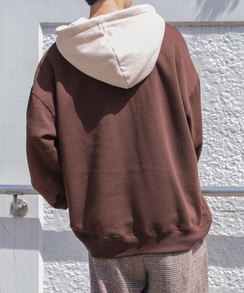 PairPair（ペアペア）の「裏起毛配色フーディー(ユニセックス)（パーカー・レディース・オートミール/ブラウン/グレイッシュブルー・FREE）」の22枚目の写真