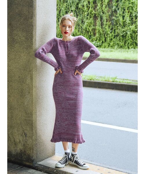 jouetie（ジュエティ）の「【WEB限定】バックツイストニットワンピース（ワンピース・レディース・ブラック/パープル/グリーン・MEDIUM）」の14枚目の写真