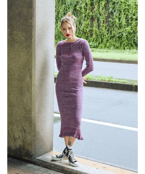 jouetie（ジュエティ）の「【WEB限定】バックツイストニットワンピース（ワンピース・レディース・ブラック/パープル/グリーン・MEDIUM）」の13枚目の写真