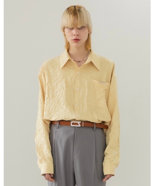 ANOTHERYOUTH(アナザーユース)の「【ANOTHERYOUTH/アナザーユース】crinkle shirts/クリンクルシャツ(シャツ/ブラウス・メンズ・ホワイト/イエロー・ONE SIZE)」の7枚目の写真