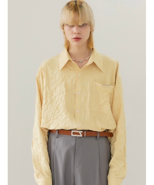 ANOTHERYOUTH(アナザーユース)の「【ANOTHERYOUTH/アナザーユース】crinkle shirts/クリンクルシャツ(シャツ/ブラウス・メンズ・ホワイト/イエロー・ONE SIZE)」の10枚目の写真