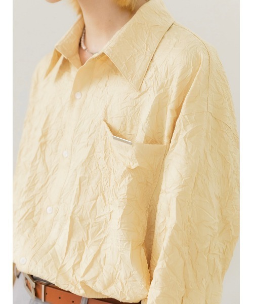 ANOTHERYOUTH(アナザーユース)の「【ANOTHERYOUTH/アナザーユース】crinkle shirts/クリンクルシャツ(シャツ/ブラウス・メンズ・ホワイト/イエロー・ONE SIZE)」の5枚目の写真