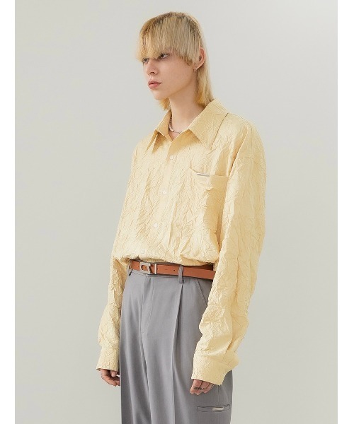 ANOTHERYOUTH(アナザーユース)の「【ANOTHERYOUTH/アナザーユース】crinkle shirts/クリンクルシャツ(シャツ/ブラウス・メンズ・ホワイト/イエロー・ONE SIZE)」の13枚目の写真