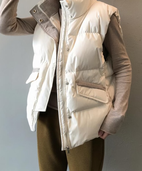 Girly Doll（ガーリードール）の「ベスト（ダウンベスト・レディース・グリーン/アイボリー/ブラック・M/L）」の2枚目の写真