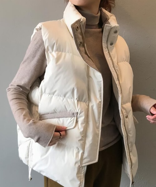 Girly Doll（ガーリードール）の「ベスト（ダウンベスト・レディース・グリーン/アイボリー/ブラック・M/L）」の7枚目の写真