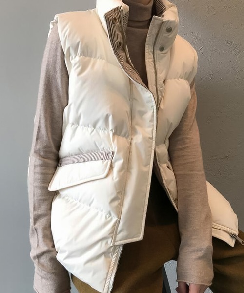 Girly Doll（ガーリードール）の「ベスト（ダウンベスト・レディース・グリーン/アイボリー/ブラック・M/L）」の8枚目の写真