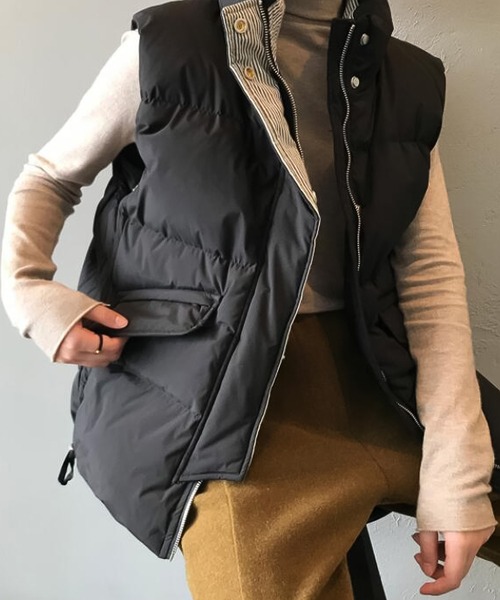 Girly Doll（ガーリードール）の「ベスト（ダウンベスト・レディース・グリーン/アイボリー/ブラック・M/L）」の9枚目の写真