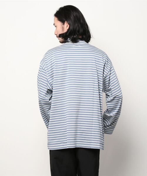 PORT BY ARK（ポートバイアーク）の「PORT BY ARK / ポートバイアーク：Mock neck Border LS T-shirt：PO10-T006[COR]（Tシャツ/カットソー・メンズ・ブラック系その他/ブルー系その他・1/2）」の4枚目の写真