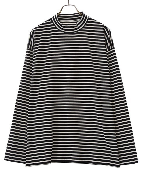 PORT BY ARK（ポートバイアーク）の「PORT BY ARK / ポートバイアーク：Mock neck Border LS T-shirt：PO10-T006[COR]（Tシャツ/カットソー・メンズ・ブラック系その他/ブルー系その他・1/2）」の7枚目の写真