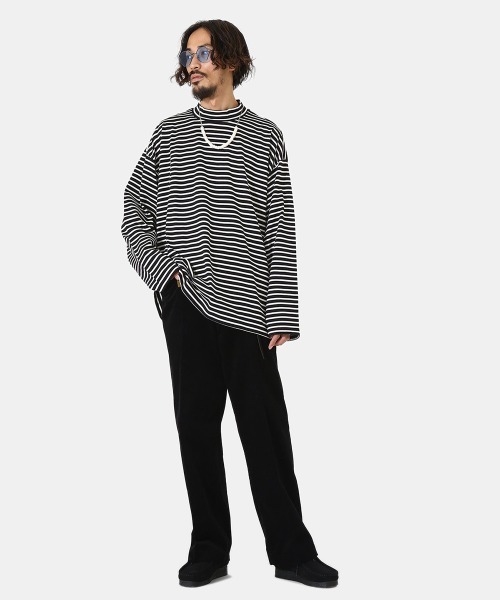 PORT BY ARK（ポートバイアーク）の「PORT BY ARK / ポートバイアーク：Mock neck Border LS T-shirt：PO10-T006[COR]（Tシャツ/カットソー・メンズ・ブラック系その他/ブルー系その他・1/2）」の16枚目の写真