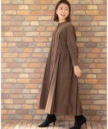 コーデュロイ ローウエスト ワンピース