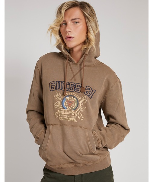Guess（ゲス）の「Spencer Fleece Hoodie（パーカー・メンズ・ブラウン/グレー/オレンジ/ブルー・SMALL/MEDIUM/LARGE）」の2枚目の写真