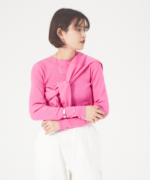 Rouge vif（ルージュヴィフ）の「【アンサンブル対応】SI混リブニット（ニット/セーター・レディース・ピンク/オフホワイト/ブラック・フリー）」の18枚目の写真