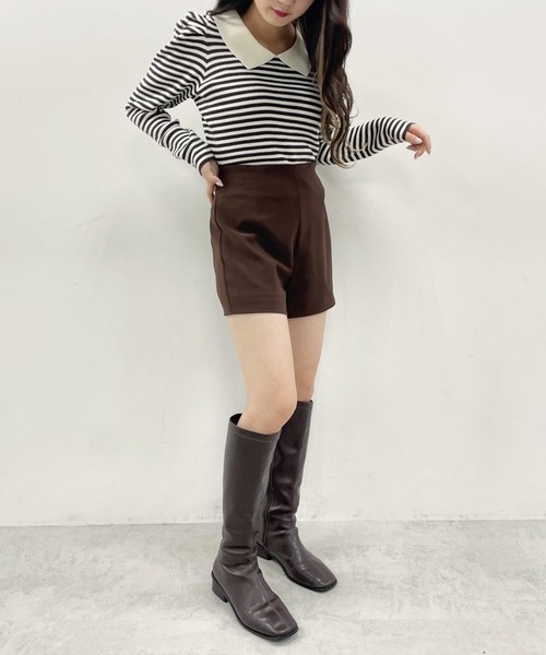 one after another NICE CLAUP（ワンアフターアナザーナイスクラップ）の「【美脚効果抜群！】シンプルショートパンツ（その他パンツ・レディース・ブラック/ブラウン/レオパード・FREE）」の4枚目の写真