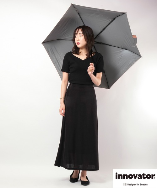 innovator（イノベーター）の「innovator 晴雨兼用折りたたみ傘　60㎝（折りたたみ傘・レディース・オレンジ/ブルー/ブラック/ベージュ/ネイビー/C/A/B・60）」の22枚目の写真