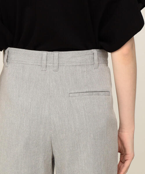 セール】コットンリネンストレッチ ワイドクロップドパンツ