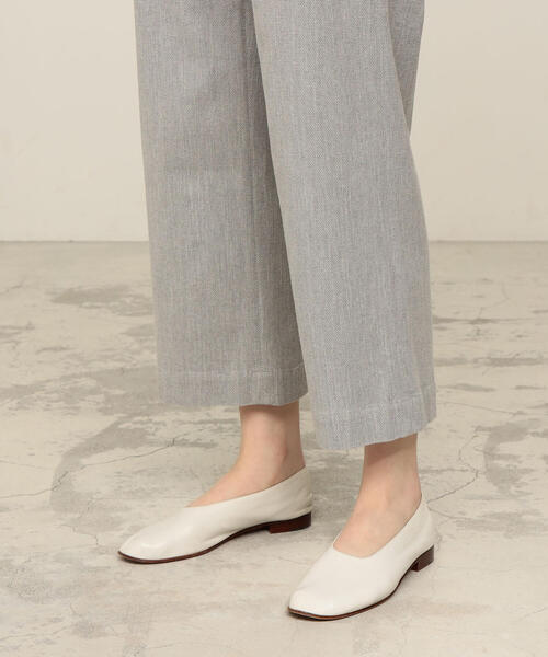 セール】コットンリネンストレッチ ワイドクロップドパンツ