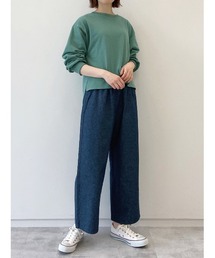 Samansa Mos2 blue | ダンガリーイージーパンツ(その他パンツ)