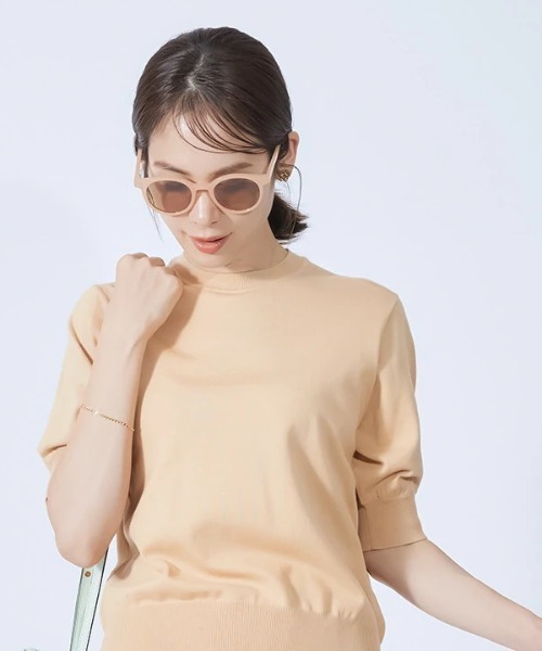 ROPE'（ロペ）の「5分袖ニットプルオーバー（Tシャツ/カットソー・レディース・ホワイト系その他2/ベージュ系その他2/ミント/ネイビー/ピンク系その他2/ホワイト/オレンジ/サックスブルー・38）」の4枚目の写真