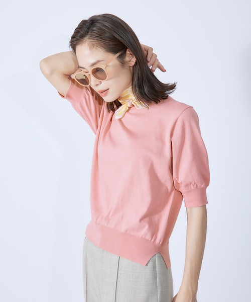 ROPE'（ロペ）の「5分袖ニットプルオーバー（Tシャツ/カットソー・レディース・ホワイト系その他2/ベージュ系その他2/ミント/ネイビー/ピンク系その他2/ホワイト/オレンジ/サックスブルー・38）」の7枚目の写真