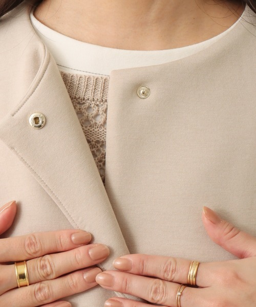 libelle more（リベル モア）の「ダイバー素材ノーカラージャケット（ノーカラージャケット・レディース・ネイビー/アイボリー/ブラック/杢グレー/ベージュ/モカ/チャコールグレー/グレイッシュベージュ・L/M）」の10枚目の写真