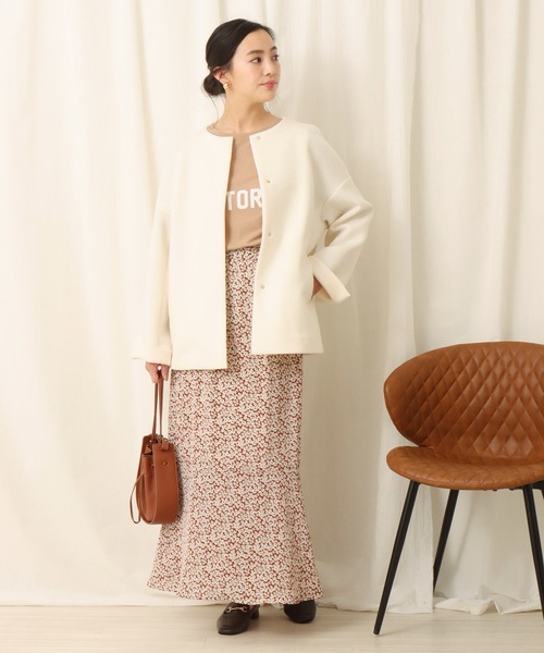 libelle more（リベル モア）の「ダイバー素材ノーカラージャケット（ノーカラージャケット・レディース・ネイビー/アイボリー/ブラック/杢グレー/ベージュ/モカ/チャコールグレー/グレイッシュベージュ・L/M）」の19枚目の写真