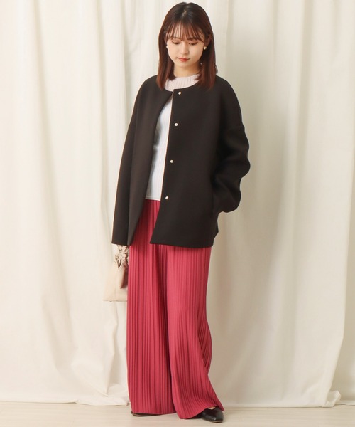 libelle more（リベル モア）の「ダイバー素材ノーカラージャケット（ノーカラージャケット・レディース・ネイビー/アイボリー/ブラック/杢グレー/ベージュ/モカ/チャコールグレー/グレイッシュベージュ・L/M）」の13枚目の写真