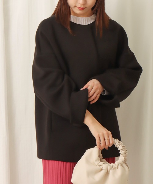 libelle more（リベル モア）の「ダイバー素材ノーカラージャケット（ノーカラージャケット・レディース・ネイビー/アイボリー/ブラック/杢グレー/ベージュ/モカ/チャコールグレー/グレイッシュベージュ・L/M）」の21枚目の写真