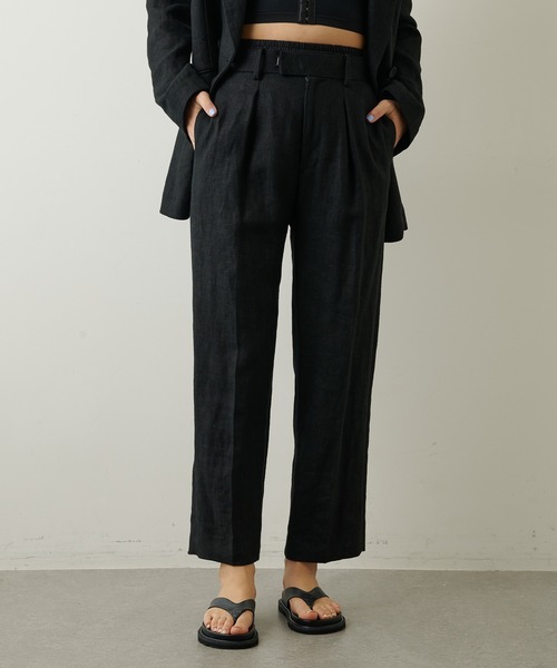 Whim Gazette(ウィムガゼット)の「リネンレイヤードパンツ(スラックス・レディース・ブラック/ベージュ・FREE)」の2枚目の写真