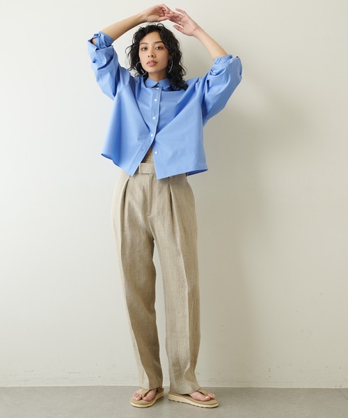 Whim Gazette(ウィムガゼット)の「リネンレイヤードパンツ(スラックス・レディース・ブラック/ベージュ・FREE)」の3枚目の写真