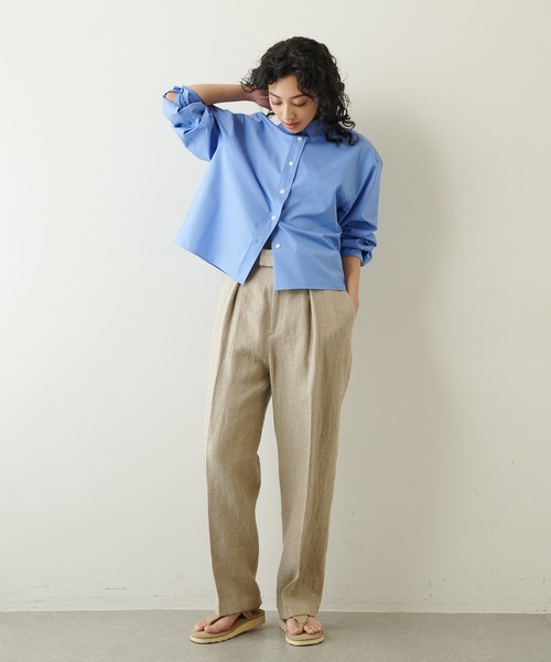 Whim Gazette(ウィムガゼット)の「リネンレイヤードパンツ(スラックス・レディース・ブラック/ベージュ・FREE)」の10枚目の写真