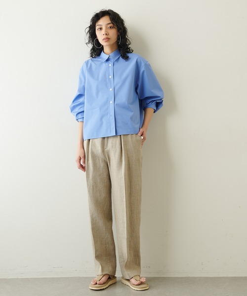 Whim Gazette(ウィムガゼット)の「リネンレイヤードパンツ(スラックス・レディース・ブラック/ベージュ・FREE)」の4枚目の写真