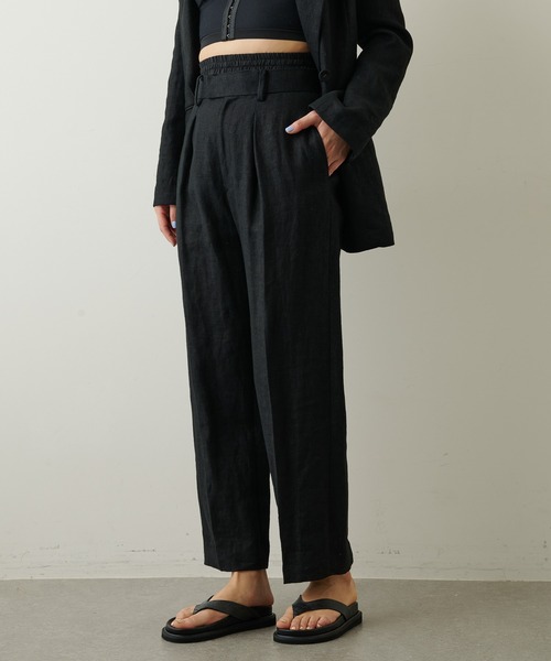 Whim Gazette(ウィムガゼット)の「リネンレイヤードパンツ(スラックス・レディース・ブラック/ベージュ・FREE)」の22枚目の写真