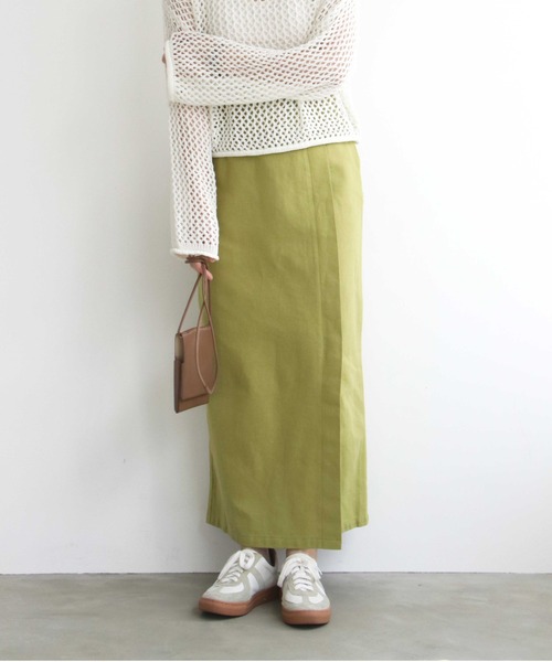 notch.（ノッチ）の「リネンライクIラインスカート（スカート・レディース・ブラック/ライム/グリーン・M/TM）」の3枚目の写真