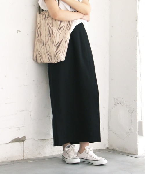 notch.（ノッチ）の「リネンライクIラインスカート（スカート・レディース・ブラック/ライム/グリーン・M/TM）」の2枚目の写真