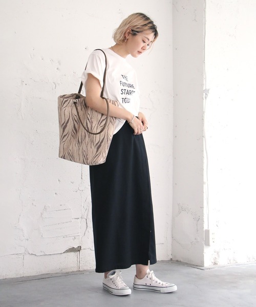 notch.（ノッチ）の「リネンライクIラインスカート（スカート・レディース・ブラック/ライム/グリーン・M/TM）」の4枚目の写真