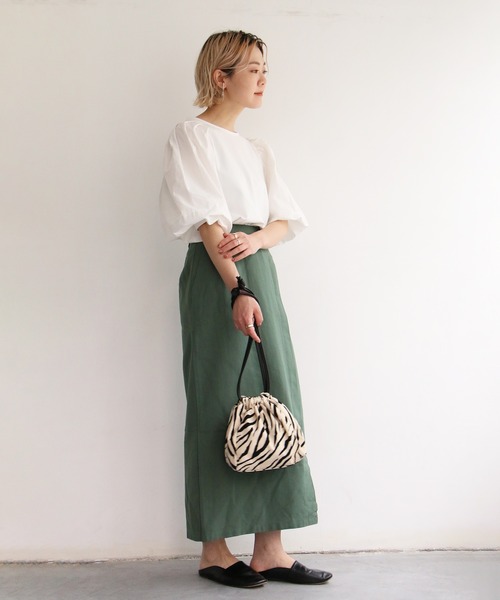 notch.（ノッチ）の「リネンライクIラインスカート（スカート・レディース・ブラック/ライム/グリーン・M/TM）」の14枚目の写真