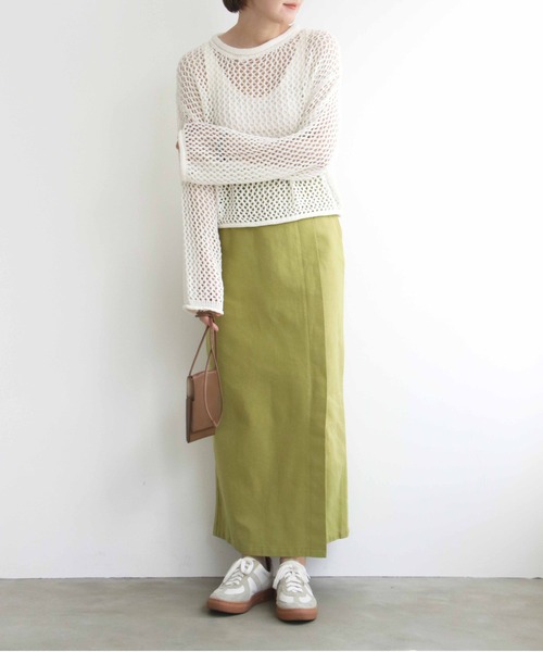 notch.（ノッチ）の「リネンライクIラインスカート（スカート・レディース・ブラック/ライム/グリーン・M/TM）」の7枚目の写真