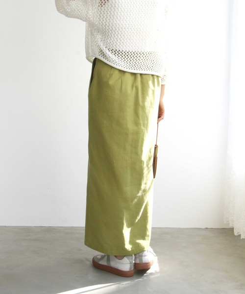 notch.（ノッチ）の「リネンライクIラインスカート（スカート・レディース・ブラック/ライム/グリーン・M/TM）」の11枚目の写真