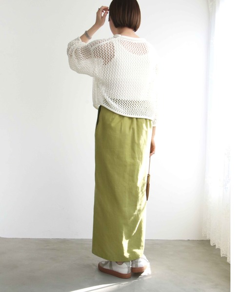 notch.（ノッチ）の「リネンライクIラインスカート（スカート・レディース・ブラック/ライム/グリーン・M/TM）」の20枚目の写真