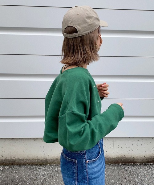 MLI'A(エムリア)の「スナップボタン/リブカーディガン(セットアップ対応)(カーディガン/ボレロ・レディース・ブラック/グリーン/オレンジ/ブルー/アイボリー/ホワイト×ネイビー・M)」の14枚目の写真