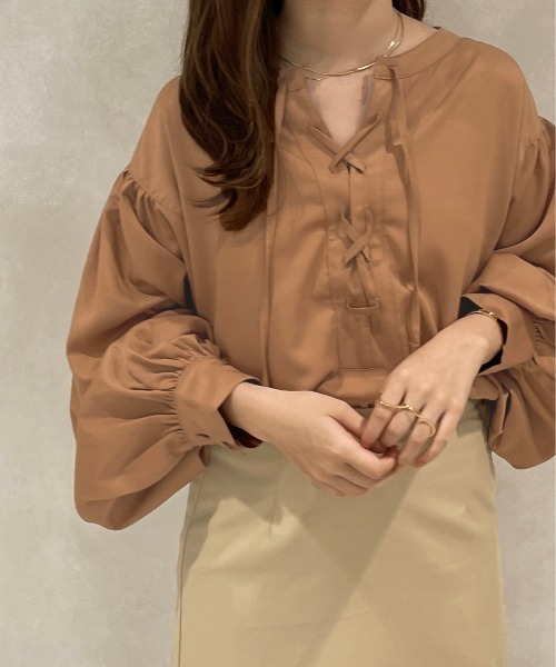 apres jour clair(アプレジュールクレア)の「【apres jour clair】フロントレースアップチュニック【ZOZOTOWN限定アイテム】(シャツ/ブラウス・レディース・オレンジ系その他/コーラル/アイボリー/ベージュ・フリー/X-LARGE)」の3枚目の写真