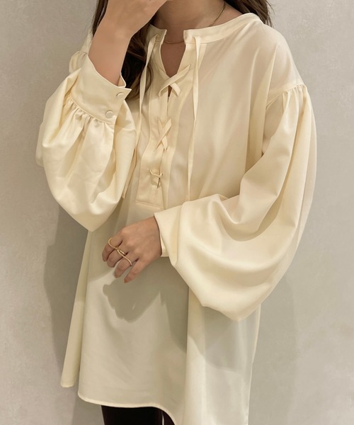 apres jour clair(アプレジュールクレア)の「【apres jour clair】フロントレースアップチュニック【ZOZOTOWN限定アイテム】(シャツ/ブラウス・レディース・オレンジ系その他/コーラル/アイボリー/ベージュ・フリー/X-LARGE)」の6枚目の写真